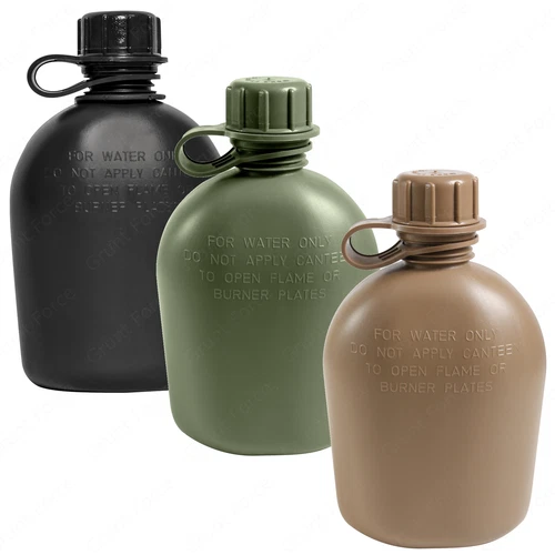 Genuine G.I. 3 Piece 1 Quart Plastic Canteen BPA Free