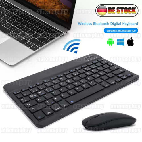 PC USB Funk Tastatur Maus Set kabellose schnurlose QWERTZ Keyboard Leise Tasten