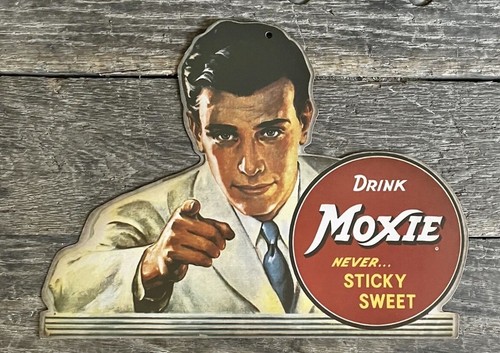 Drink MOXIE Soda “Never Sticky Sweet” Advertising Cut-Out Sign, 9.5” x 12.5”