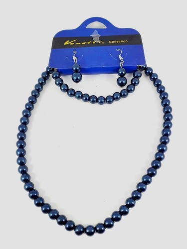 Faux Pearl Necklace Earrings & Bracelet Set Choose Colour - Picture 11 of 12