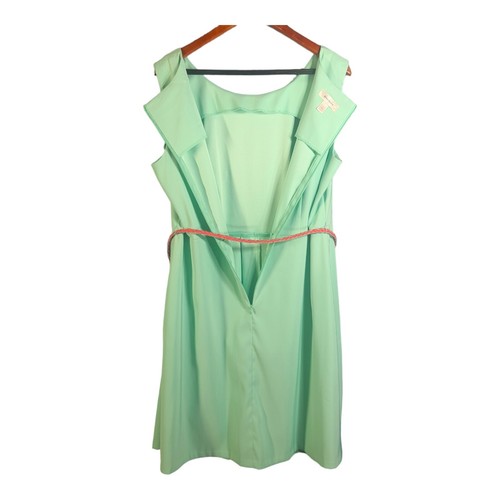 sz 18 Fit & Flare Sleeveless Midi Dress Aqua Mint Pleated Belted Waist Dressbarn - Picture 3 of 16