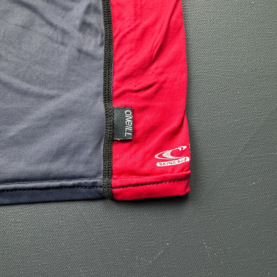 O'Neill Rash Guard Boys Large UPF 50+ Surf Swim Shirt Short Sleeve Gray Red - Image 4 of 4