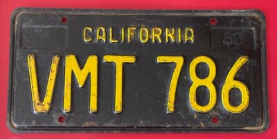 使用済みナンバープレート　used license plate. California 1963 BLACK License Plate # VMT 786 | eBay