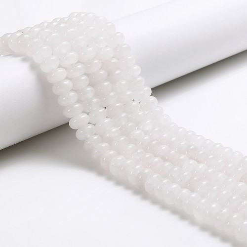White Jade Smooth Rondelle Beads Size 5x8mm 15.5'' Strand - Picture 2 of 4