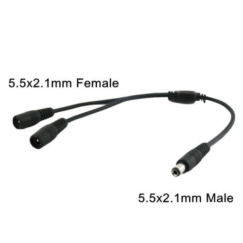 DC Power 1 Male Plug To 2 Female Jack Cable Splitter 5.5x 2.1mm Adapter For CCTV - Picture 1 of 1