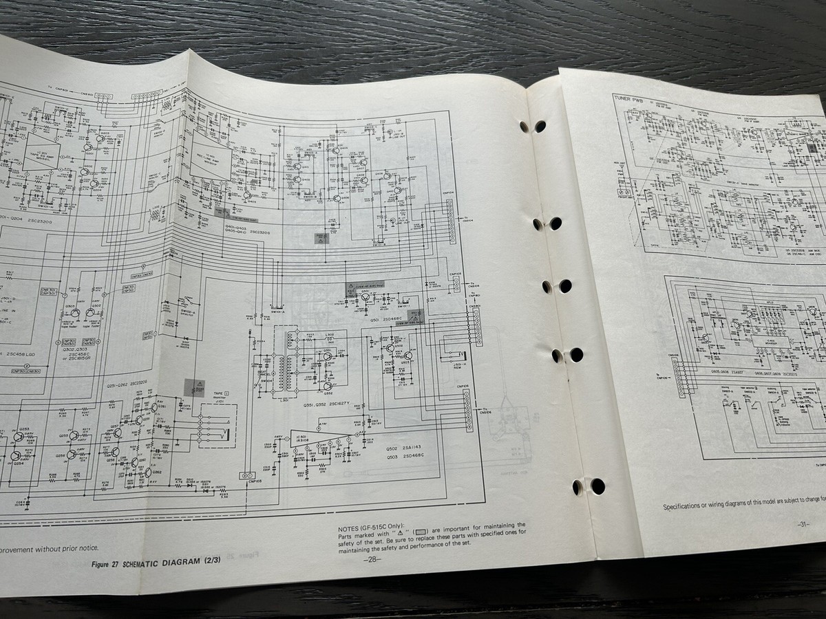 Sharp GF-515 GF-515C Tape Player Boombox Service Manual Vintage