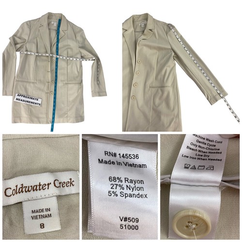 Coldwater Creek Blazer Womens Size 8 Jacket Tan Minimalist Office Career Stretch - Picture 7 of 17