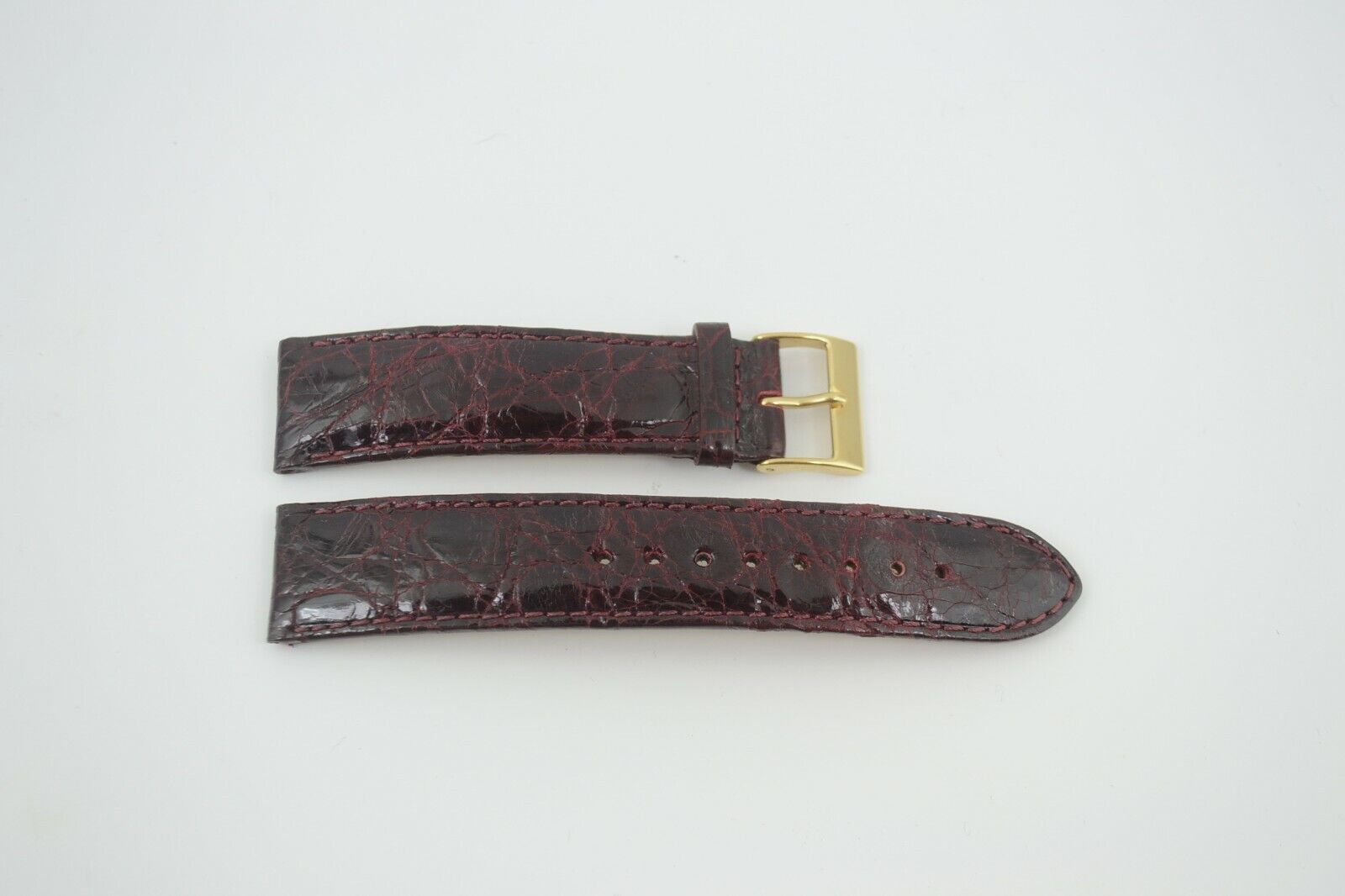 Genuine Crocodile Leather Strap, 20mm, Dark Brown Gold INOX buckle Made in Italy