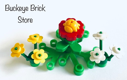 NEW Lego Plant - RED , WHITE & YELLOW  FLOWERS & Green Plants w/ Ladybug  - Imagen 1 de 3