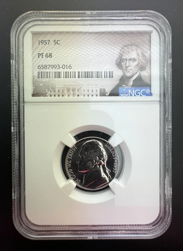 1957 Jefferson Proof Nickel NGC PF68. Mirror Shine *Free Shipping*