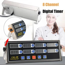 110V Commercial Countdown Timer 8 Channel LED Timing Tools Kitchen Cooking Alarm