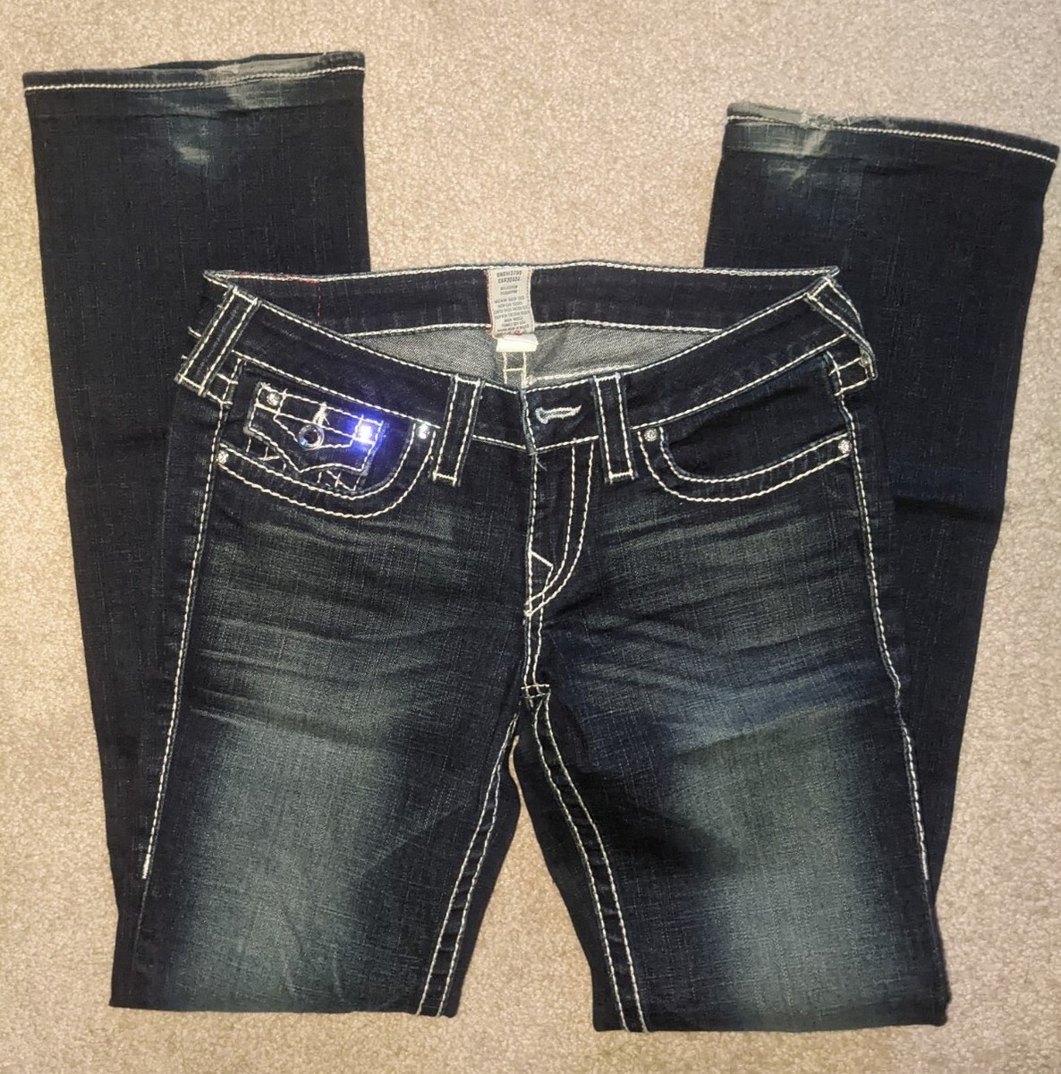 【希少】TRUE RELIGION DISCO BILLY BIG Tデニム NEW TRUE RELIGION DISCO BILLY BIG T DENIM BLUE CRYSTAL