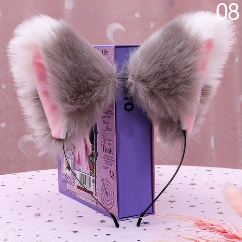 Cat Fox Ears Long Fur Headband Anime Cosplay Party Costume Orecchiette Decor - Picture 9 of 27