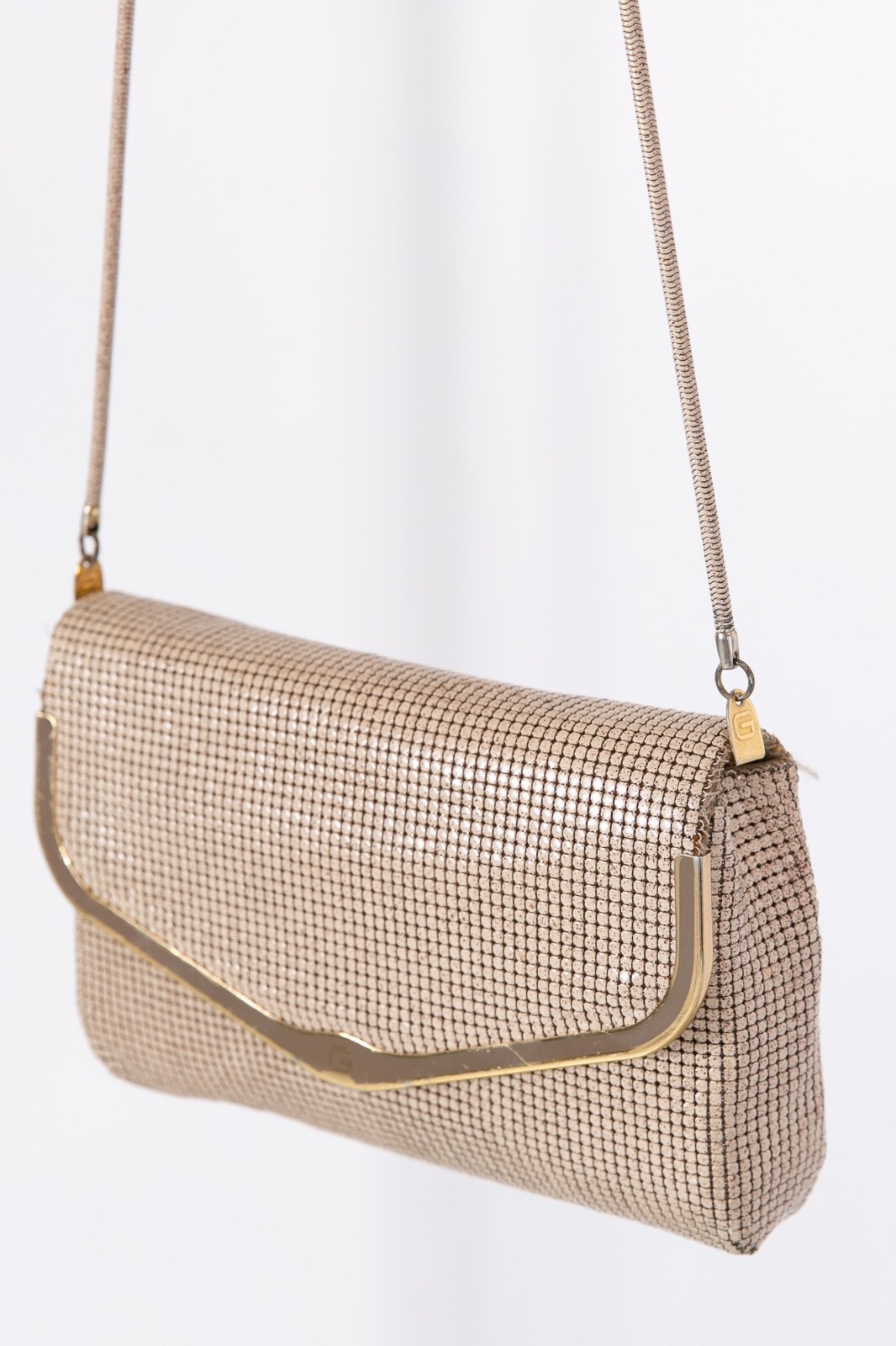 Original Vintage GLOMESH Cream Off White Gold Handbag Bag Hand Evening