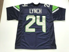 UNSIGNED CUSTOM Sewn Stitched Marshawn Lynch Blue Jersey - M, L, XL, 2XL