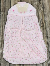 Cloth Diaper Hang Stacker NIP Pink Rosettes Brown Bunny Rabbit By Just Born READ