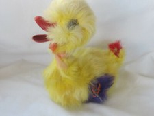 Vintage Wind Up Yellow Purple Red Feathers DUCK Tin Toy Hashimoto Japan - works!