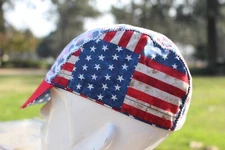 CYCLING CAP USA FLAG HANDMADE IN USA, NO FROM CHINA   S M L