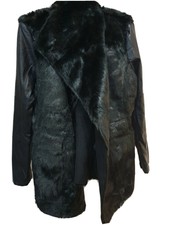 Esmara By Heidi Klum Womens Black Leather/faux Fur Jacket. New Uk Size 14/ Eu 40