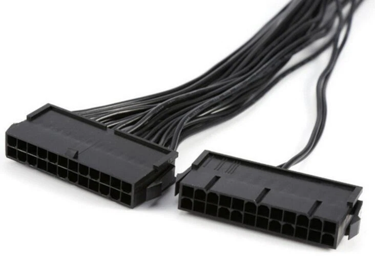 11" (11-inch) 24-Pin (20+4) Male to Dual 24-Pin Female PSU ATX Cable Adapter - Image 2 of 4