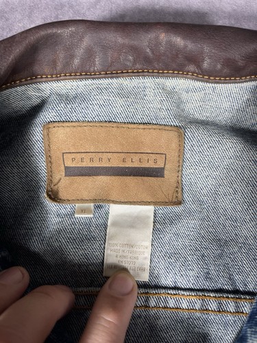 Perry Ellis Jacket Mens XL Blue Denim Chore VTG 90s Y2K - Picture 6 of 9