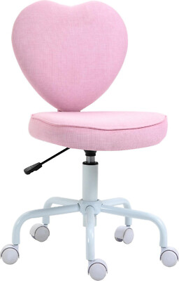 DecHome Sedia per Scrivania Cameretta Forma di Cuore Rotelle