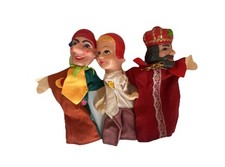 Vintage Mr. Rogers Neighborhood Hand Puppets- Set Of 3- Jester, King  Girl