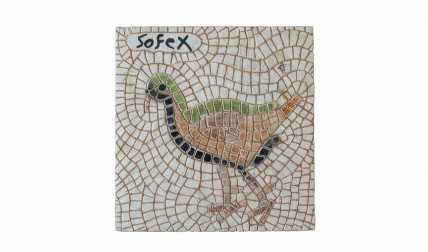 SOFEX Jordan Mosaic Bird Tile Coaster - Madaba Style Ceramic Souvenir Art Gift thumbnail 2