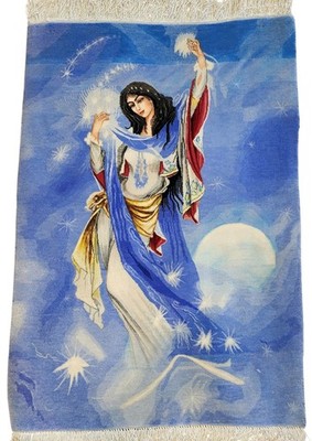 Persian Tableau Rug   Mahmoud Farshchian  Morning Star  - Silk & Wool - 100x68cm