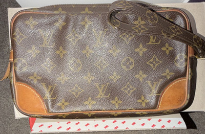 Louis Vuitton Monogram Marly Dragonne Wristlet Clutch Zip Brown Women