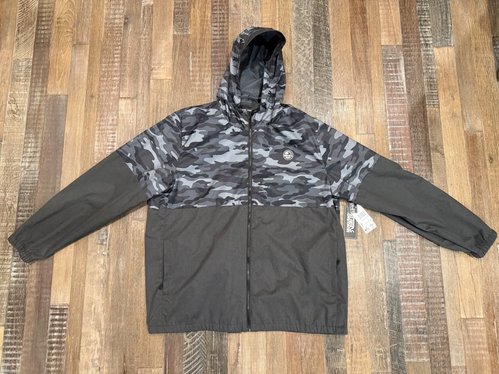 Nukumoi Surf Co. Men's Lightweight Hooded Jacket Camo/Dark Charcoal six XXL NEW