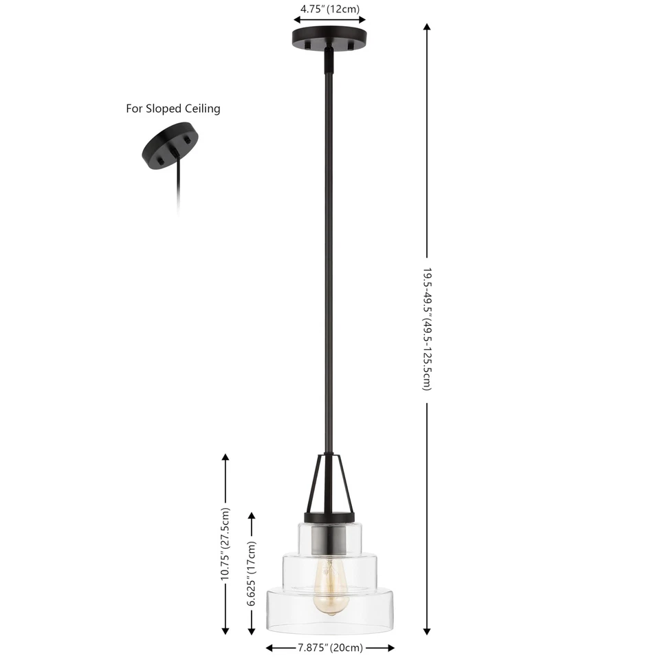 Luminária pendente ajustável coleção iluminação Raylen transparente/orb... - Imagem 2 de 4
