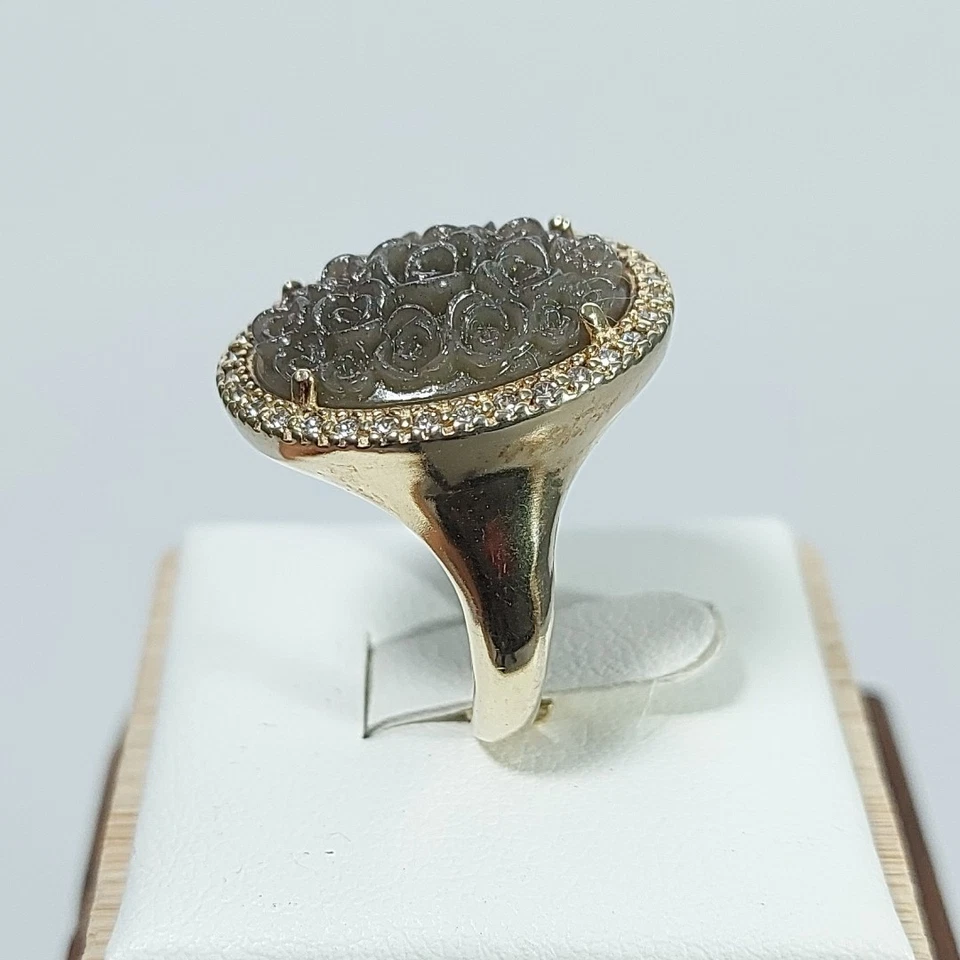 Anello Argento 925 Donna Elegante con Centrale Ovale Decorato Misura Regolabile - Immagine 3 di 4