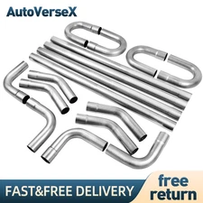 16PCS 2.5"OD STEEL DIY CUSTOM MANDREL EXHAUST TUBING PIPE STRAIGHT & BEND KIT