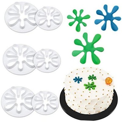 6 Pieces Paint Cookie Mold Splatter Fondant Mold for Cake Cupcake Decoration