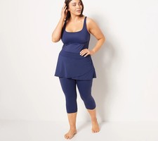 Lands' End Regular High Waisted UPF 50 Skirted Swim Leggings NAVY SZ-LG 14-16