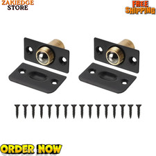 2Pcs Closet Door Ball Catch Hardware Adjustable with Strike Plate Catch, Black
