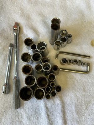 #ad #ad Lot Of Husky And Assorted Sockets Extension And Breaker Bar $39.95