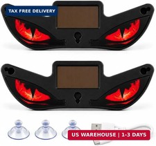 Solar LED Animated Devil Eyes Car Window Warning Light, Red 2 Pack Waterproof