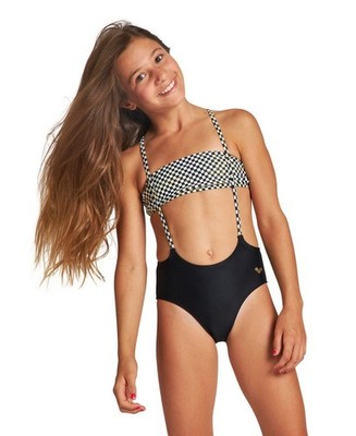 Arena Girls Swimsuit Bikini Set MERYL BANDEAU, White MULTI-Black