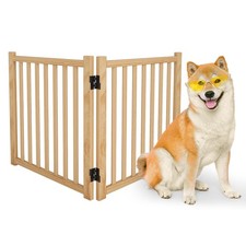 Nature Wood Dog Gates, Freestanding Indoor Pet Gate, 2 Panels, 23" Height