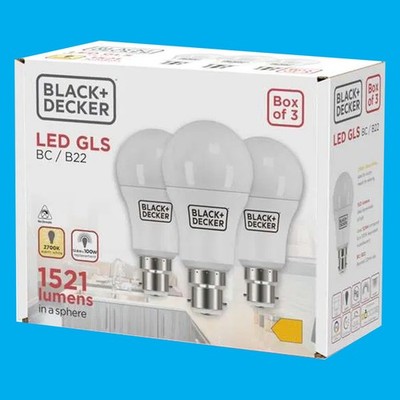 3x 12.6W (=100W) LED GLS A60 Warm White 2700K Bayonet Cap BC B22 Light Bulb Lamp