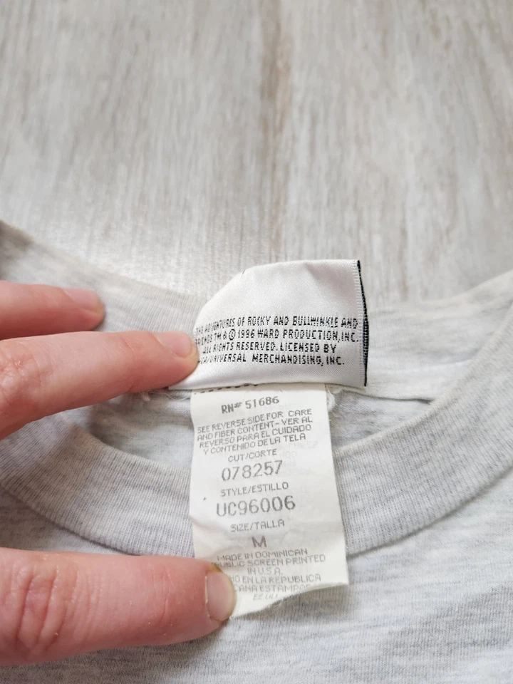 Camiseta De Colección '96 Universal Bullwinkle & Moose Gris Cuello Redondo Manga Corta EE. UU. Talla M Foto 4 de 4