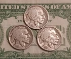Lot of 3 Buffalo Indian Head Nickel Coins with Full Dates, US Coins! NO CULLS!
