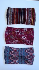 New Set of 3 Boho Geometric/Floral Wide Headband Multi Color Hair/Neck Accessory