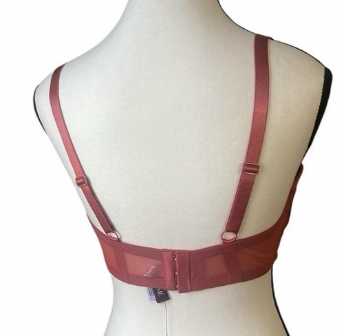 Adore Me Bra Sz 34DDD Dusana Coral Lace Underwire Padded Balconette Feminine - Picture 3 of 4