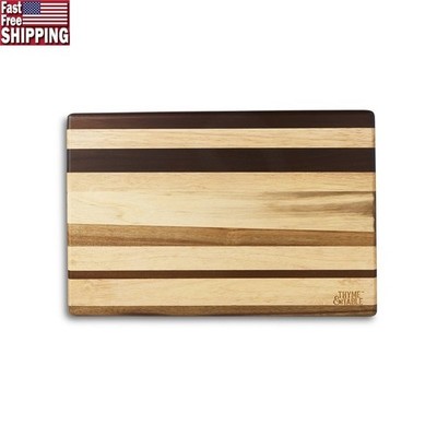 18x12 Multi-Wood Butcher Block Cutting Board Non-Slip Feet Kitchen Tool New