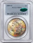1884-O Morgan Dollars - PCGS MS-64 - CAC - Lovely Rainbow Toned