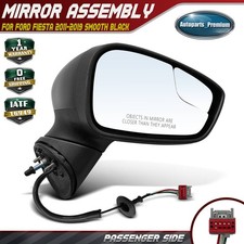 Passenger Power Mirror W Manual Folding Smooth Black For Ford Fiesta 2011-2019
