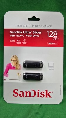 SanDisk Ultra Slider USB Type-C Drive 128GB, 2- Pack SDCZ480-128G-ABJ2 New (E4)